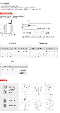1775/52/0/1 Петля мебельная Samsung быстрого монтажа +3D планка +доводчик. 52мм (200 шт/уп)