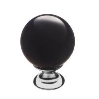 Ручка-кнопка, черное стекло, хром