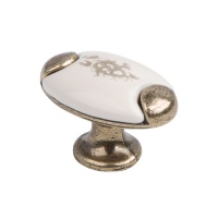 Ручка-кнопка с фарфором, оксидированная бронза