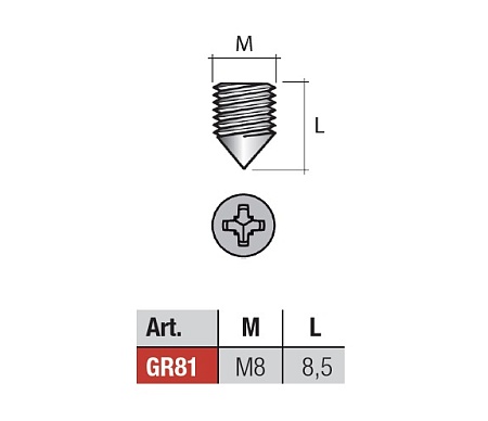 GR81FZ Винт стяжки конический М8х8,5мм, цинк